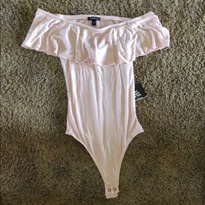 Light Pink Off the Shoulder Bodysuit from Express